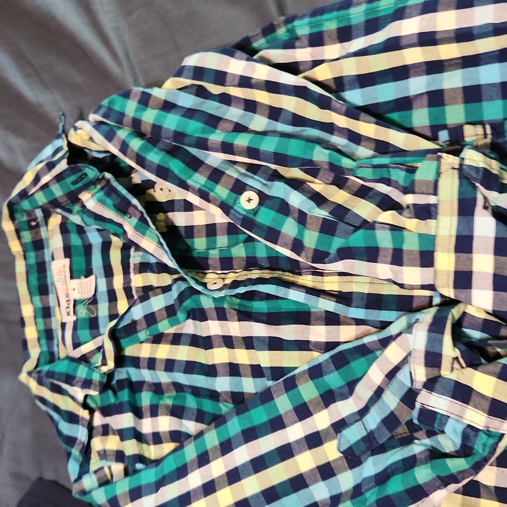 Boys plaid button down dress shirt